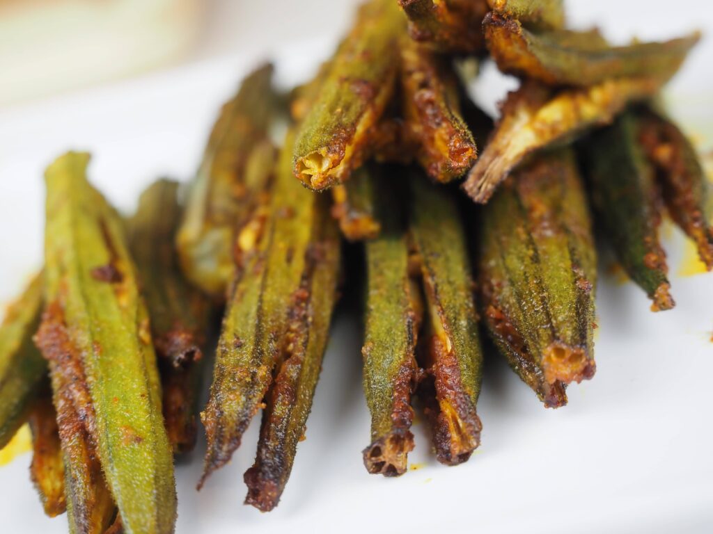 air fried bhindi in Indian style