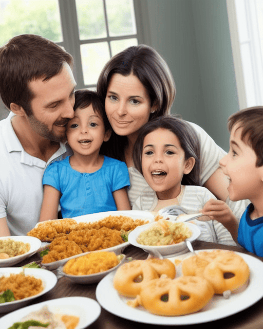 Family enjoying airr fryer food after knowing air fryer do not cause cancer.